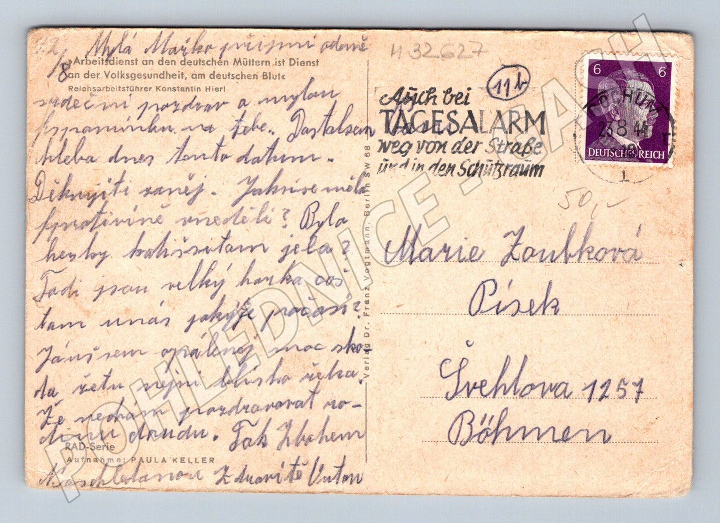 Pohlednice Písek miminko na pláži 1944 (M32627)