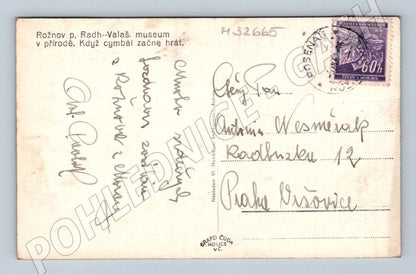Pohlednice Rožnov p. Radhoštěm kroje cimbál Protektorát (M32665)