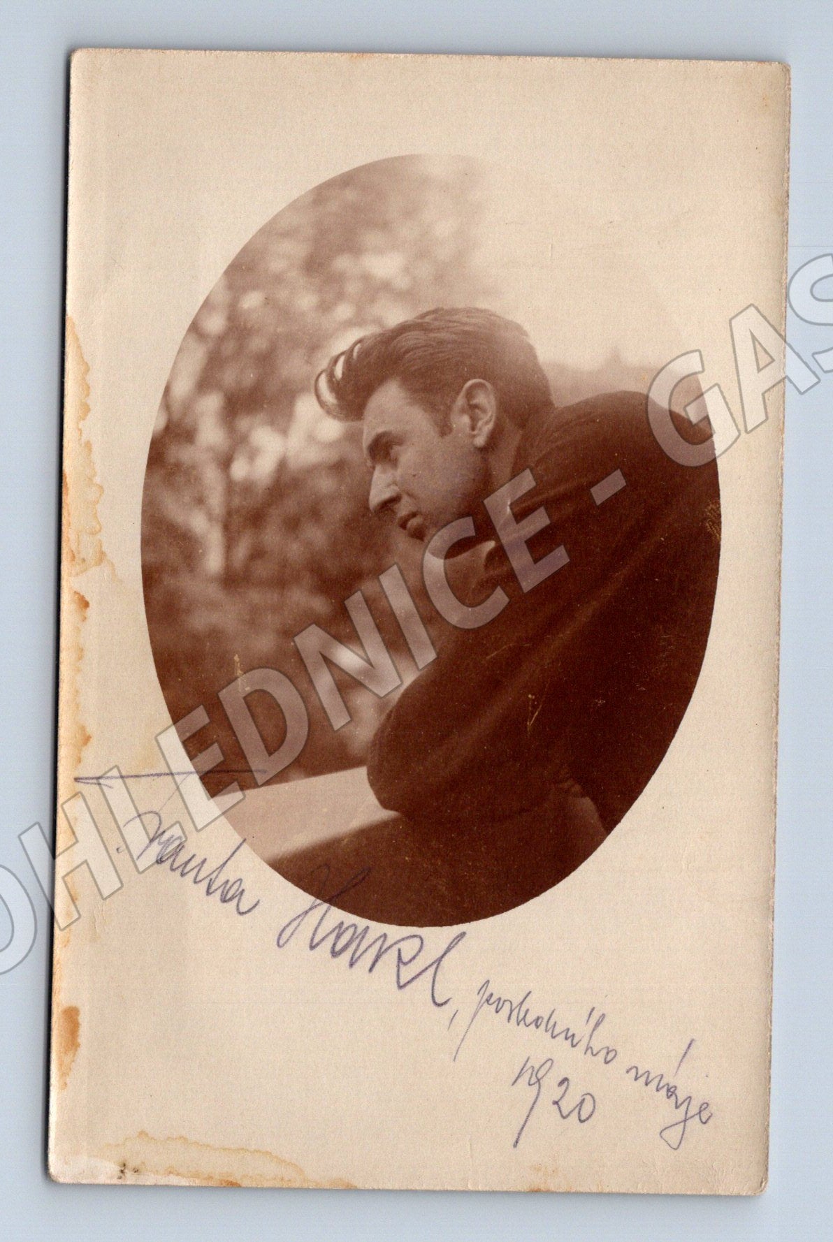 Pohlednice portrét mladého muže Franta Havel 1920 (M32723)