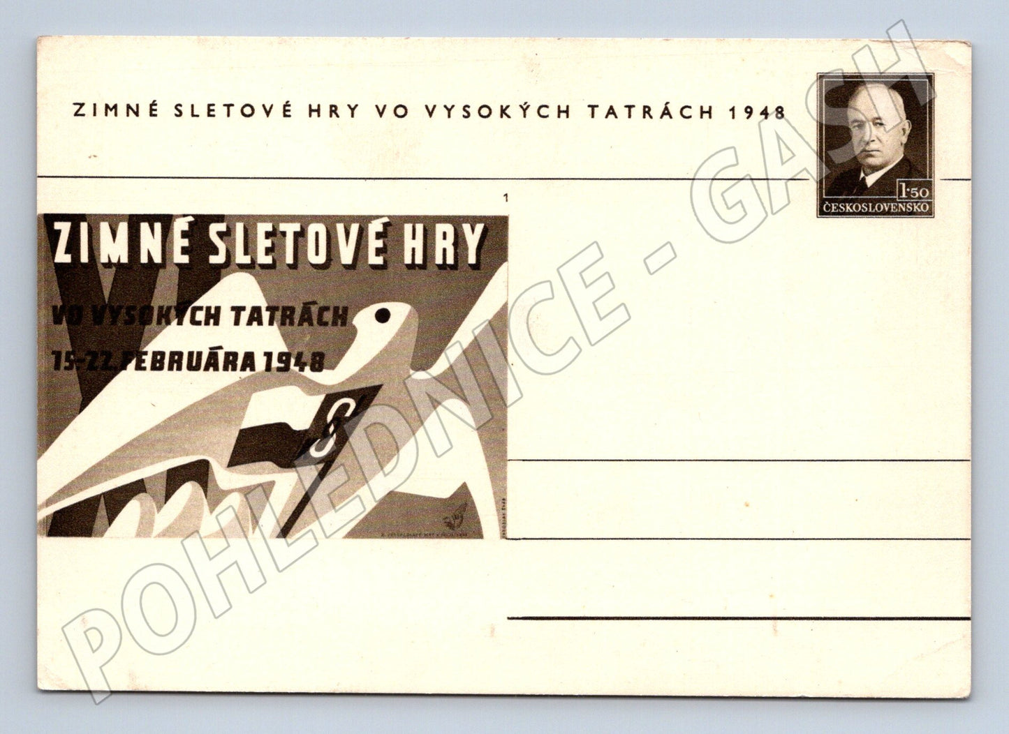 Pohlednice Slovensko Zimné sletové hry Vysoké Tatry 1948 (M32748)