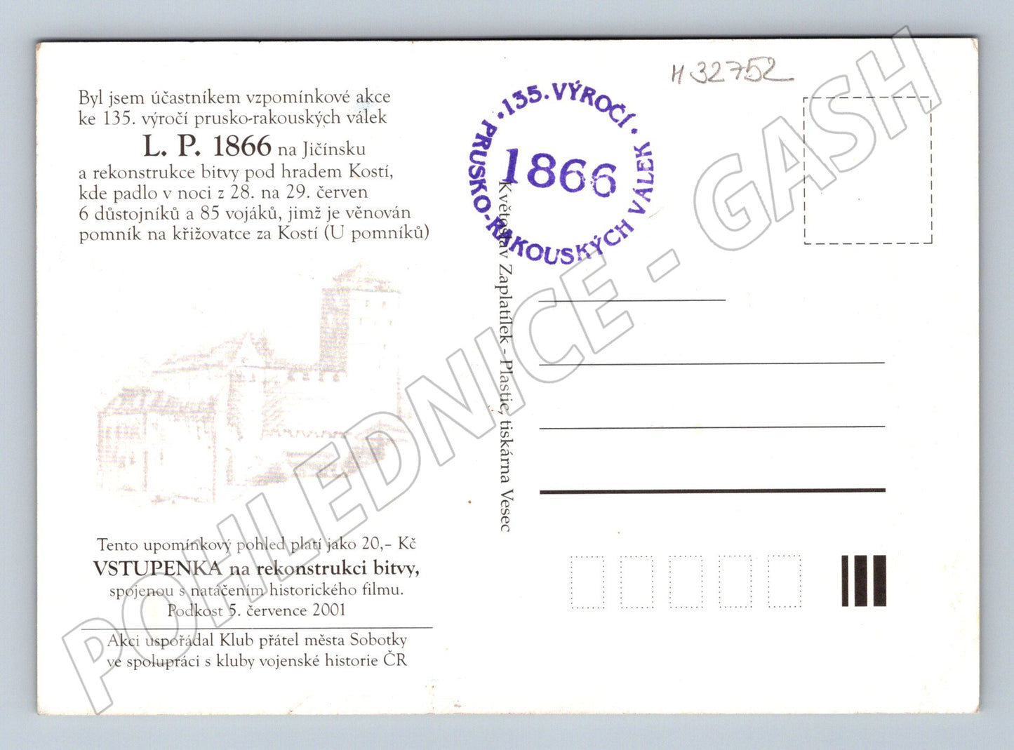 Pohlednice Jičínsko rekonstrukce Prusko-rakouské války 2001 (M32752)
