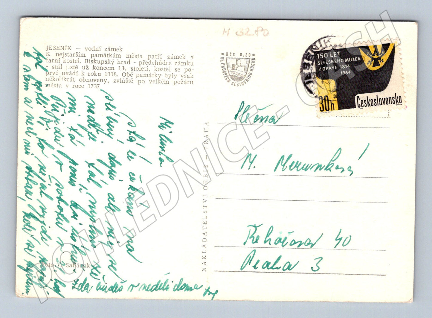 Pohlednice Jeseník vodní zámek a kostel (M3280)