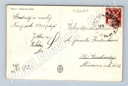 Pohlednice Vánoční dárky ženy Nový rok 1921 (M32817)