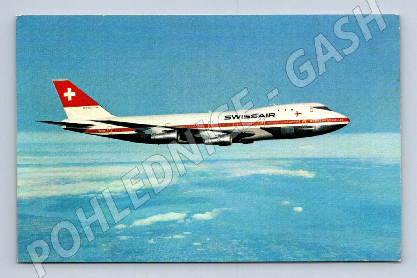 Pohlednice Švýcarsko Swissair Boeing 747 letadlo (M32895)