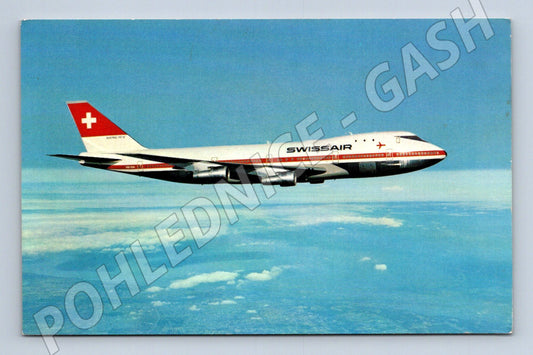 Pohlednice Švýcarsko Swissair Boeing 747 letadlo (M32895)