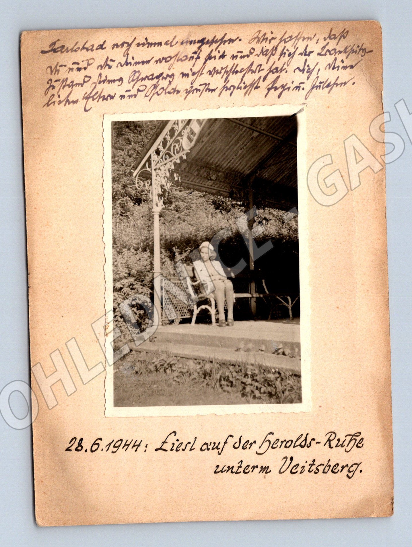 Pohlednice Ústí n.L. Veitsberg dívka Liesl 1944 (M32902)
