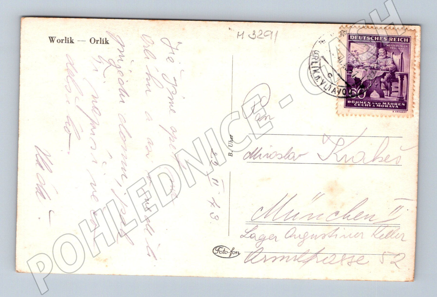 Pohlednice Orlík nad Vltavou Böhmen und Mähren (M3291)