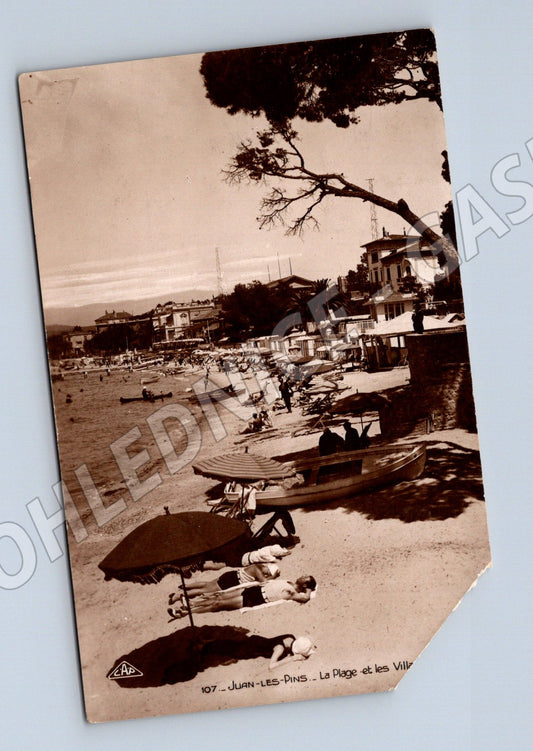 Pohlednice Francie Juan-les-Pins pláž s vilami (M32910)