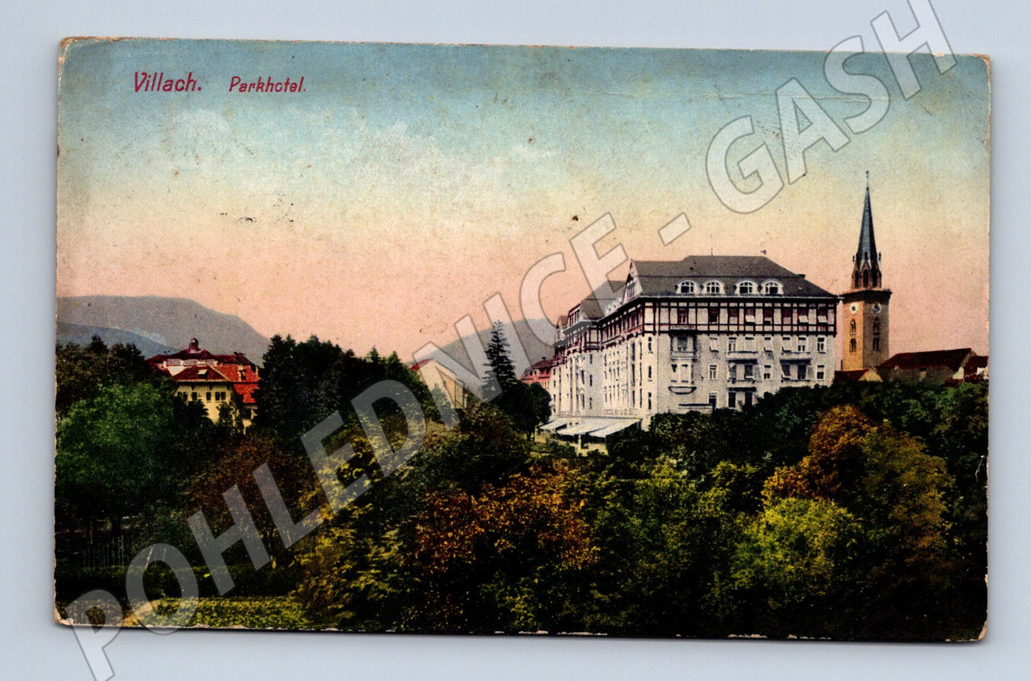 Pohlednice Rakousko Villach Parkhotel 1913 feldpost 293 (M32923)