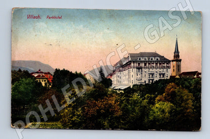 Pohlednice Rakousko Villach Parkhotel 1913 feldpost 293 (M32923)