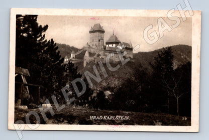Pohlednice Karlštejn razítko známka (M3293)