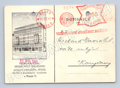 Pohlednice Praha Velkonákupní společnost družstev 1941 (M32930)