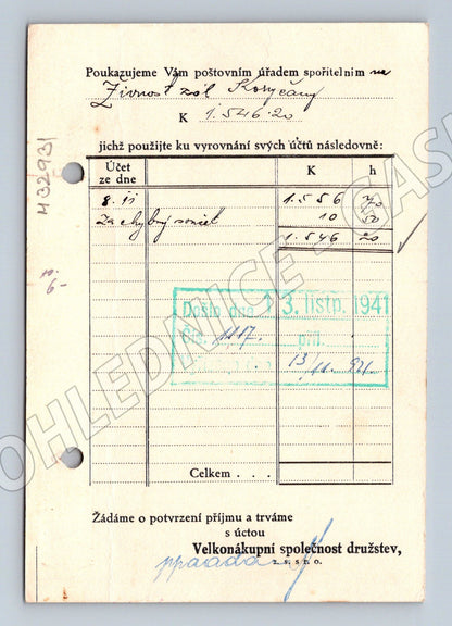 Pohlednice Praha Velkonákupní společnost družstev 1941 (M32931)