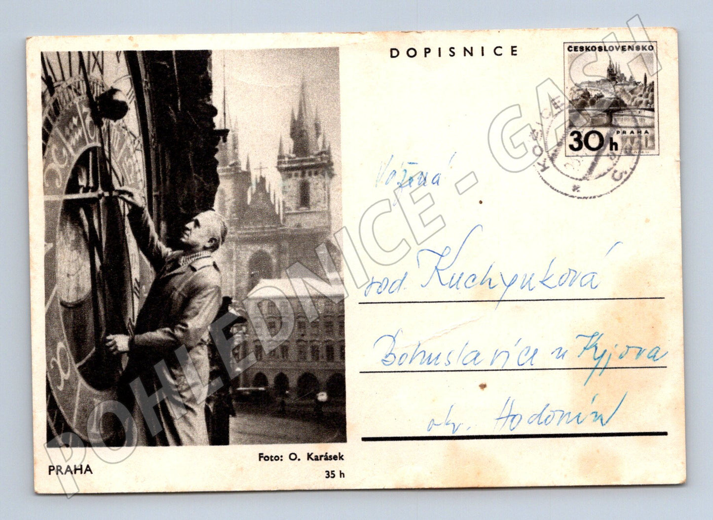 Pohlednice Praha nastavení Orloje, Týnský chrám (M32933)