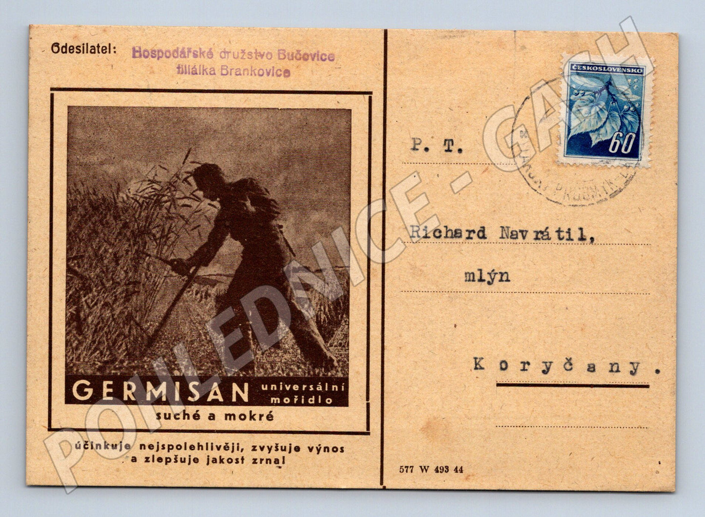 Pohlednice zemědělství reklama Germisan 1945 (M32939)