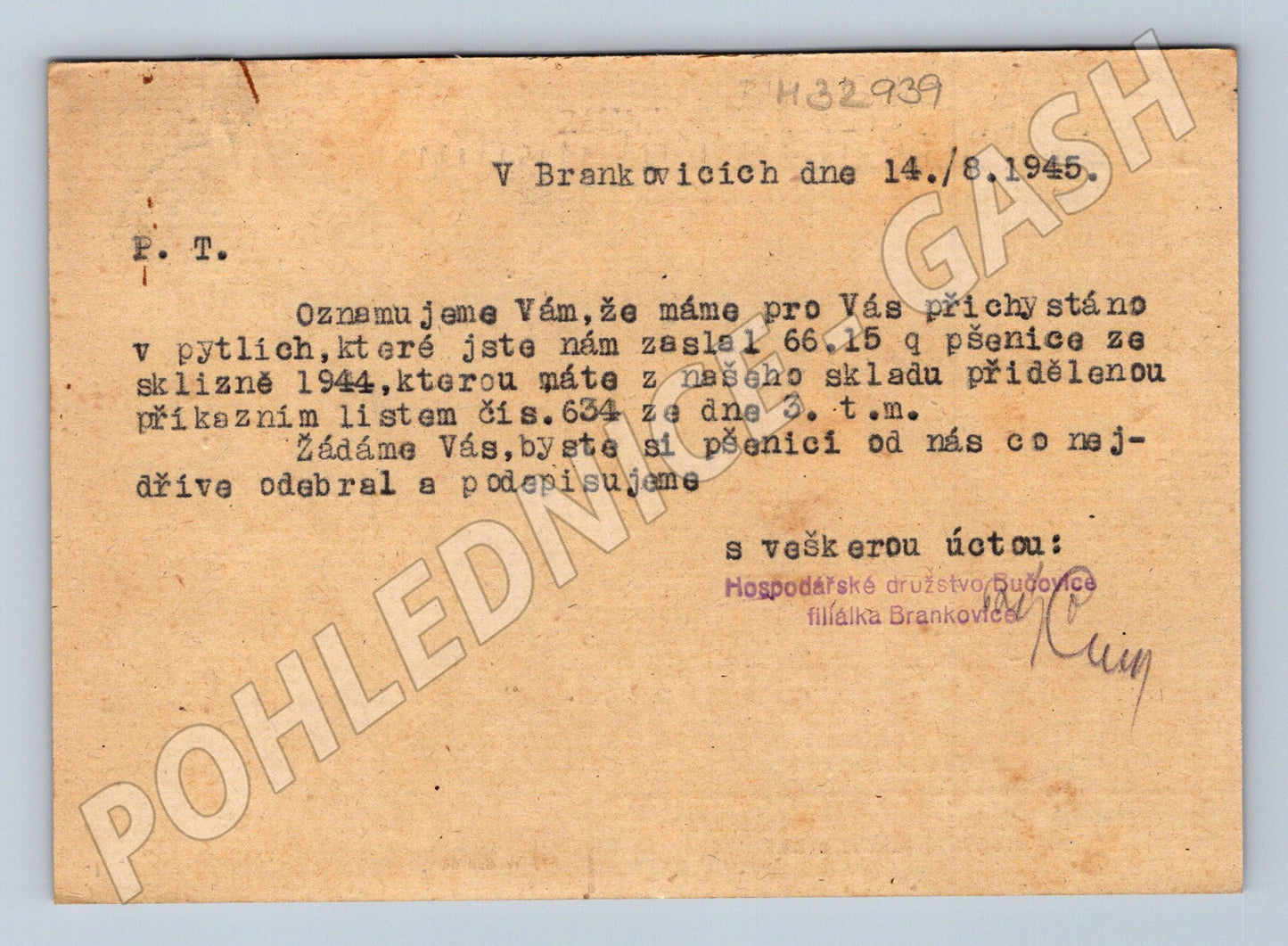 Pohlednice zemědělství reklama Germisan 1945 (M32939)