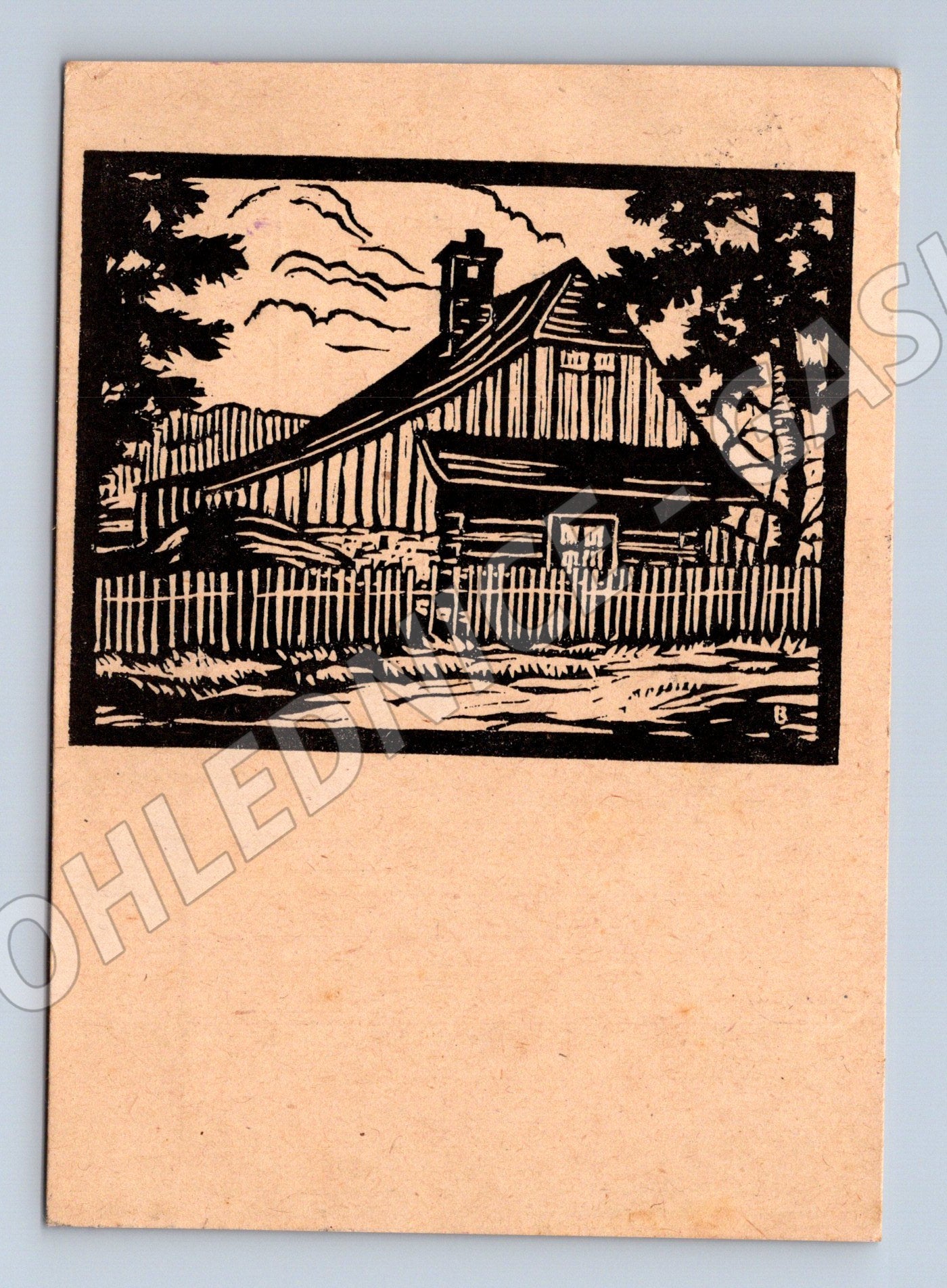 Pohlednice Trojanovice dřevěná chalupa 1933 (M32942)