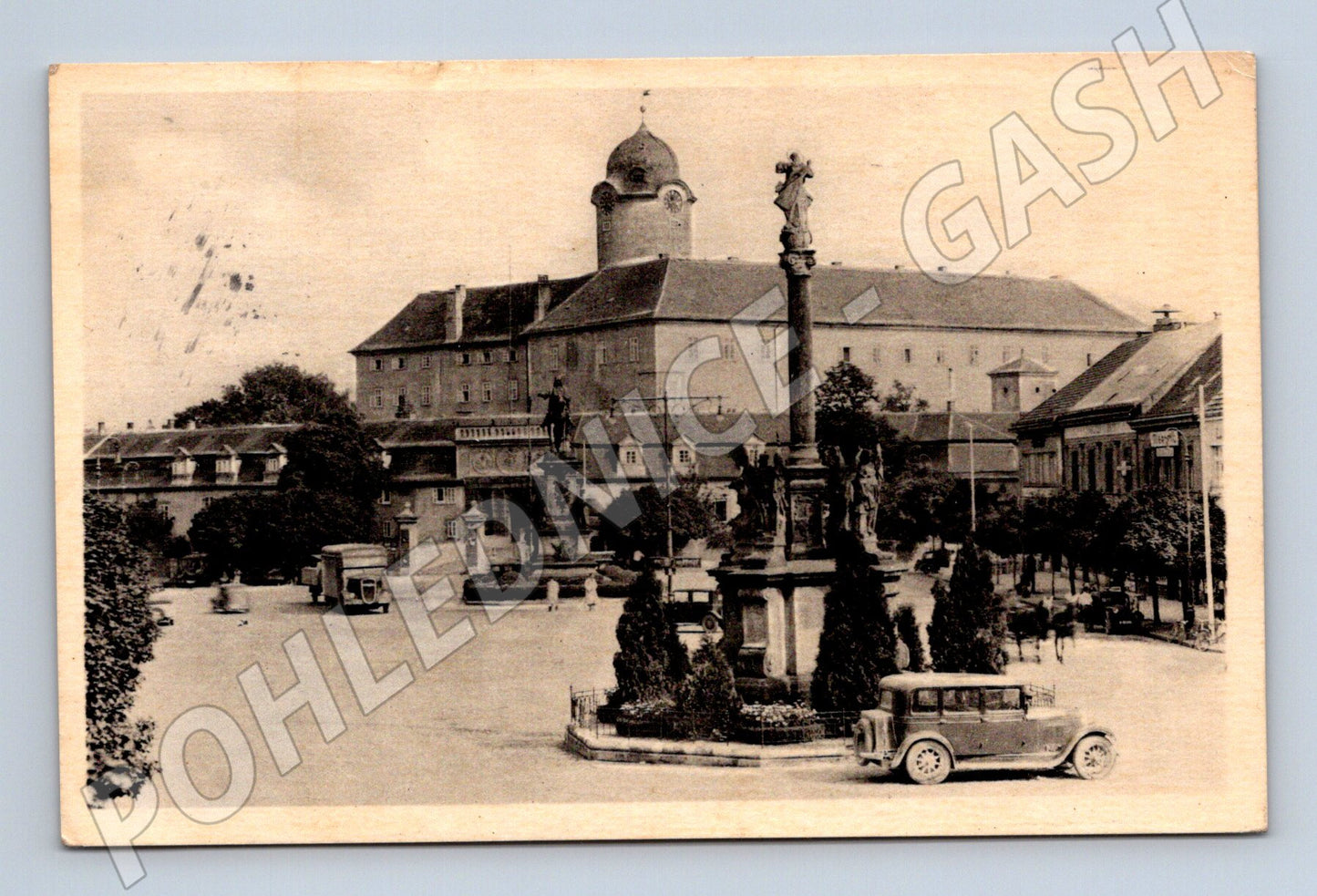 Pohlednice Poděbrady Náměstí krále Jiřího 1937 (M32956)