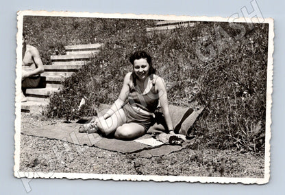 Pohlednice Konice koupaliště žena v plavkách (M32973)