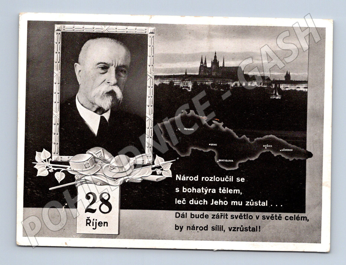 Pohlednice T. G. Masaryk Praha Hrad 28. říjen 1937 (M32979)