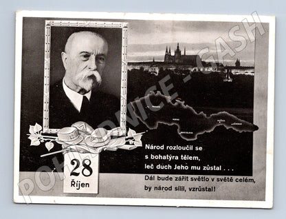 Pohlednice T. G. Masaryk Praha Hrad 28. říjen 1937 (M32979)