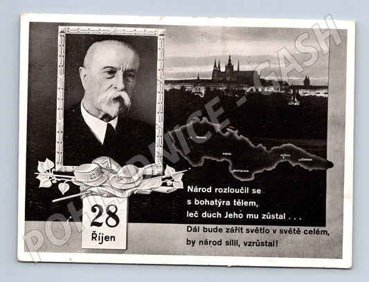 Pohlednice T. G. Masaryk Praha Hrad 28. říjen 1937 (M32979)