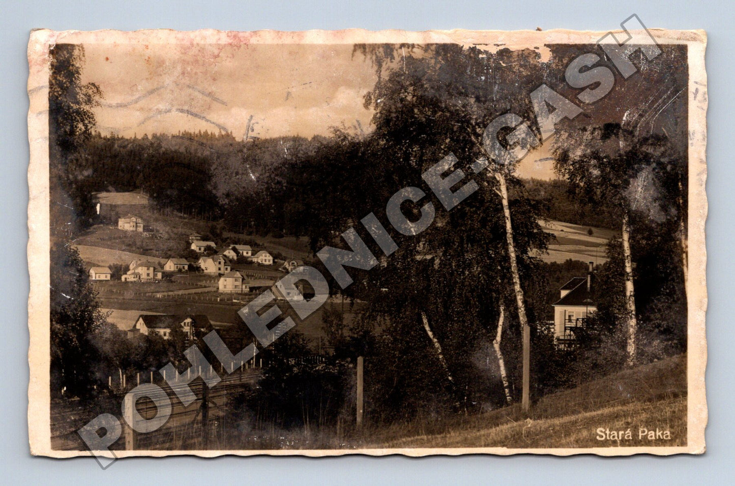 Pohlednice Stará Paka pohled na obec 1941 (M32988)