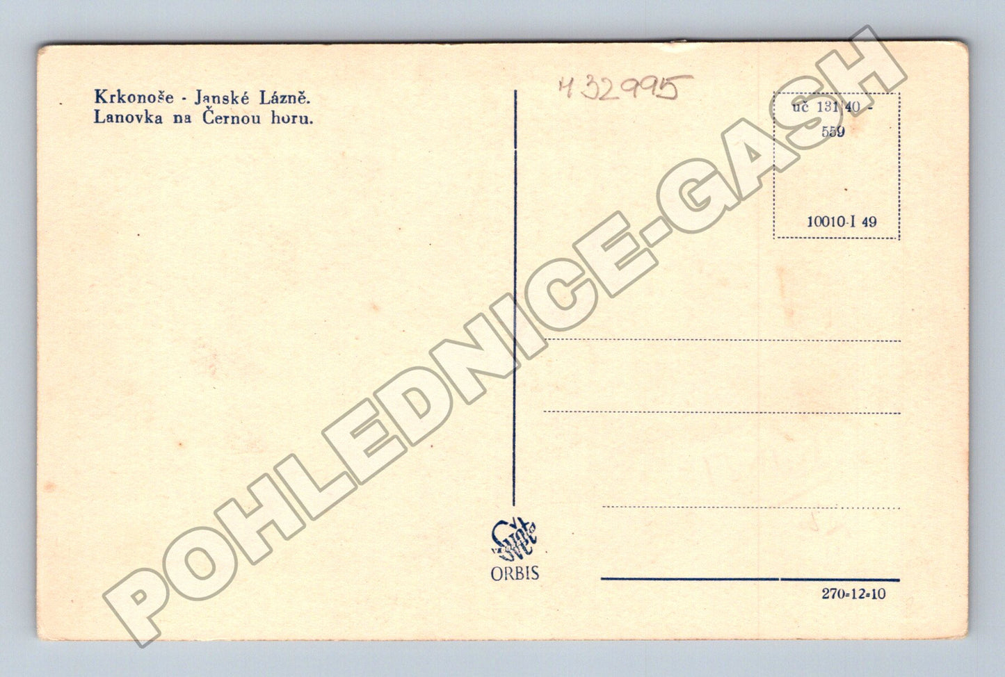 Pohlednice Janské Lázně Lanovka na Černou horu 1949 (M32995)