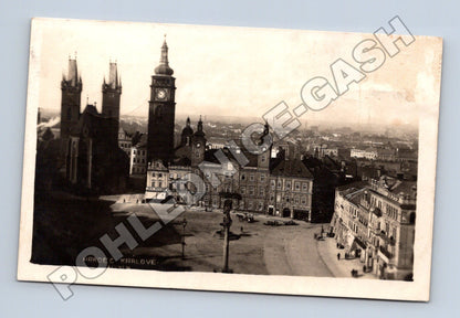 Pohlednice Hradec Králové náměstí a věž 1926 (M33014)