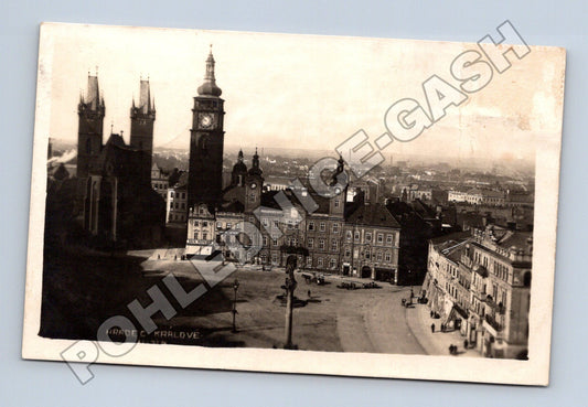 Pohlednice Hradec Králové náměstí a věž 1926 (M33014)