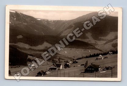 Pohlednice Krkonoše Pec pod Sněžkou horské chalupy 1950 (M33020)