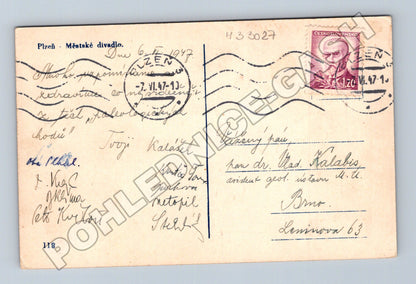 Pohlednice Plzeň Městské divadlo 1947 (M33027)