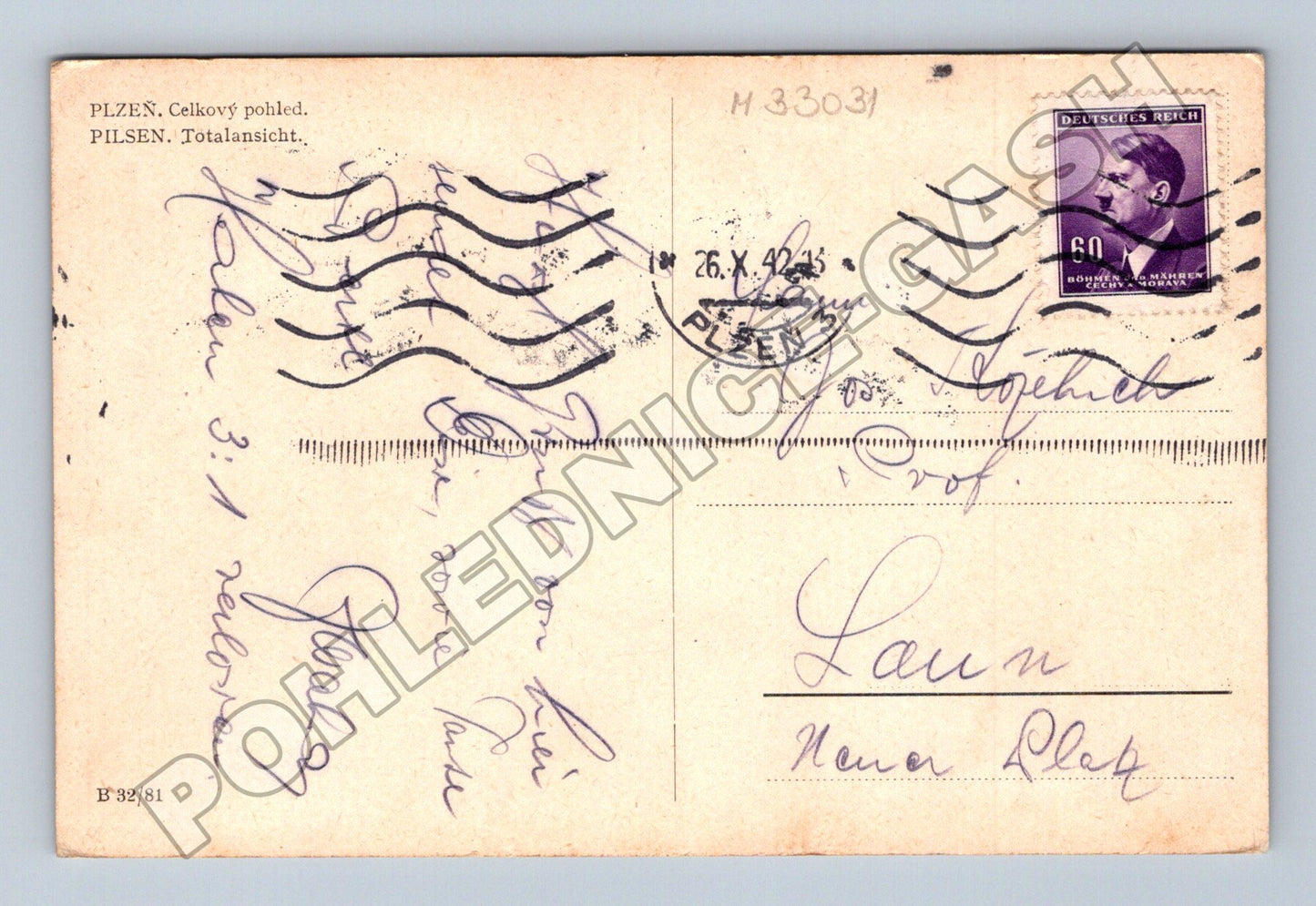 Pohlednice Plzeň celkový pohled 1942 (M33031)