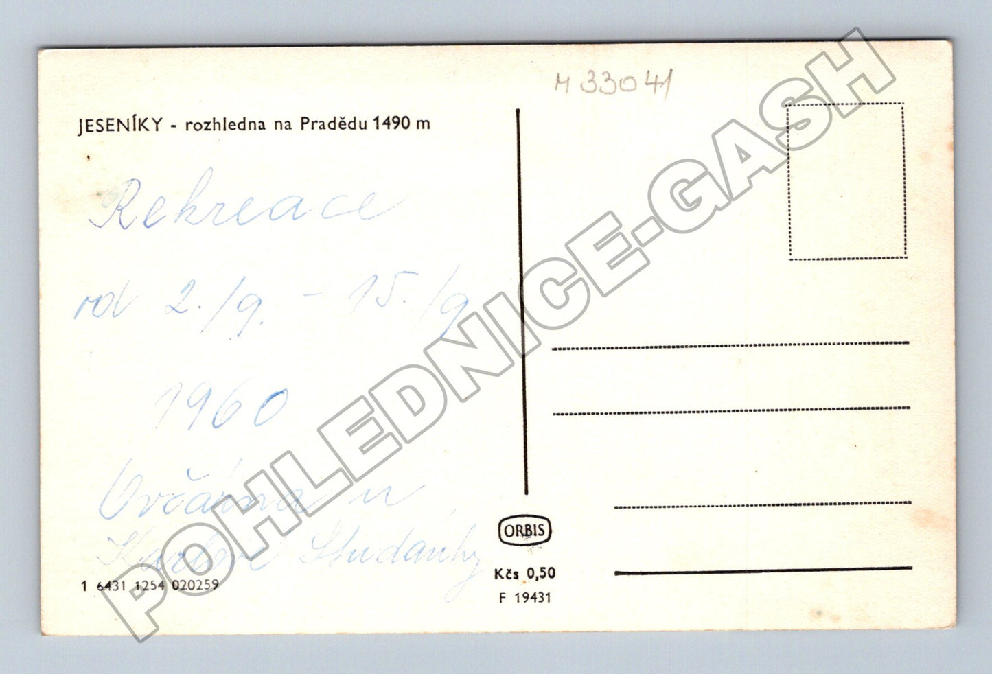Pohlednice Jeseníky Praděd rozhledna 1960 (M33041)