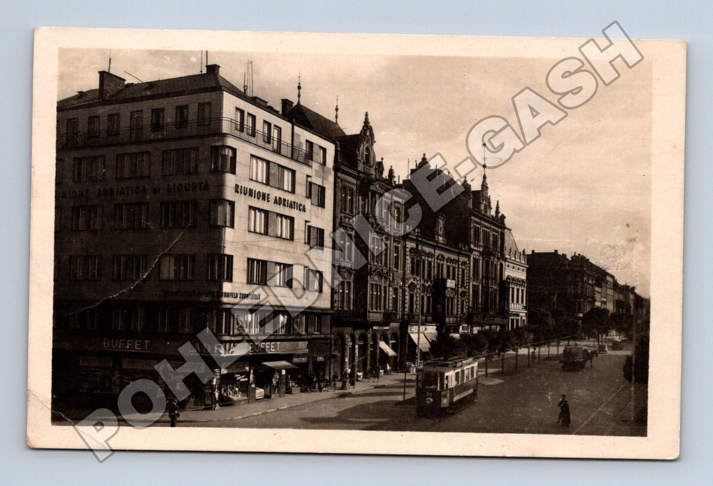 Pohlednice Plzeň ulice s tramvají 1942 (M33042)