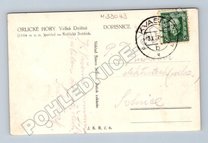 Pohlednice Orlické hory Velká Deštná zimní krajina 1927 (M33043)