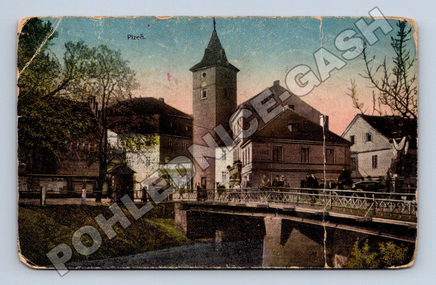 Pohlednice Plzeň most s věží (M33049)
