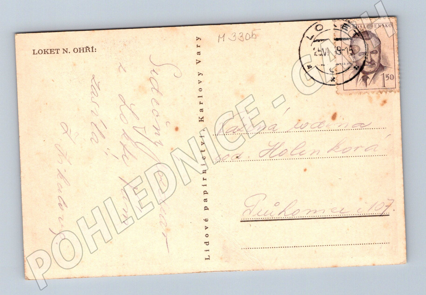 Pohlednice Loket nad Ohří hrad 1949 (M3305)