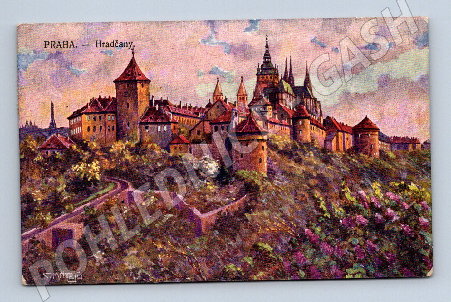 Pohlednice Praha Hradčany malovaná (M3306)