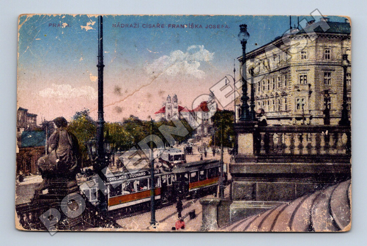 Pohlednice Praha Nádraží císaře Františka Josefa tramvaj (M33065)