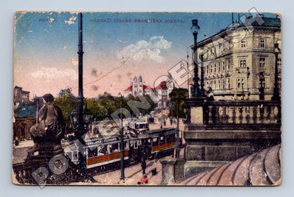 Pohlednice Praha Nádraží císaře Františka Josefa tramvaj (M33065)
