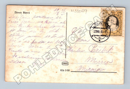 Pohlednice Blatná Zámek 1946 (M33069)
