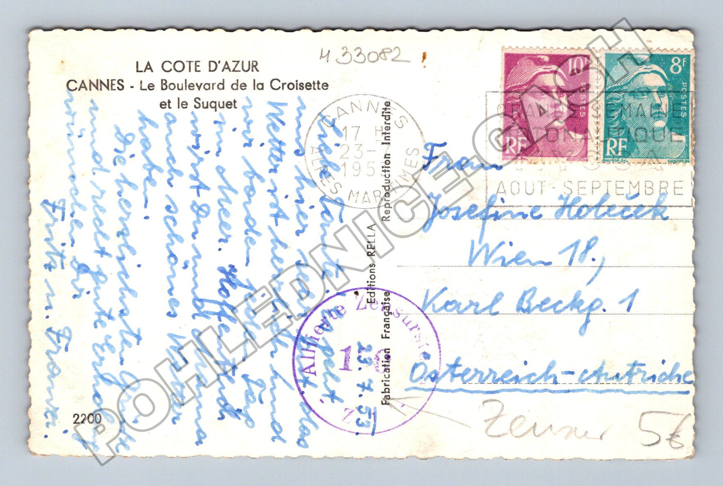 Pohlednice Francie Cannes, Boulevard de la Croisette 1955 (M33082)