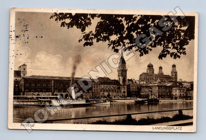 Pohlednice Německo Passau nábřeží s lodí 1927 (M33113)