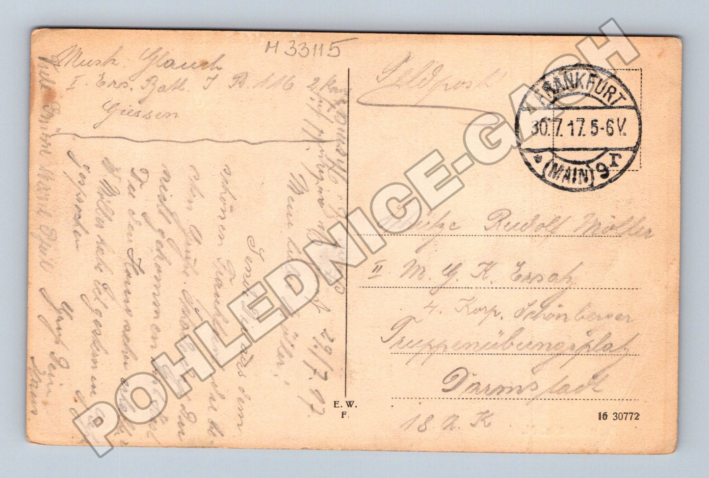 Pohlednice Německo Frankfurt am Main most Eiserner Steg 1917 (M33115)