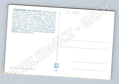 Pohlednice hrad Šternberk kresba popis (M3312)