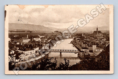 Pohlednice Rakousko město s řekou a mostem 1916 (M33124)
