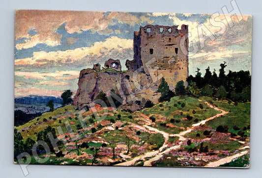 Pohlednice hrad Valečov malovaný motiv (M3314)