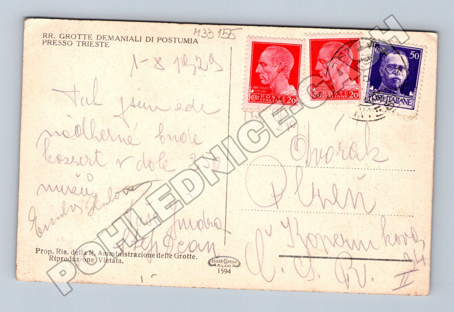 Pohlednice Itálie Postumia Grotta del Paradiso 1929 (M33155)