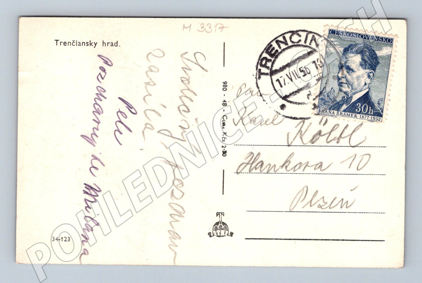 Pohlednice Trenčiansky hrad 1956 (M3317)